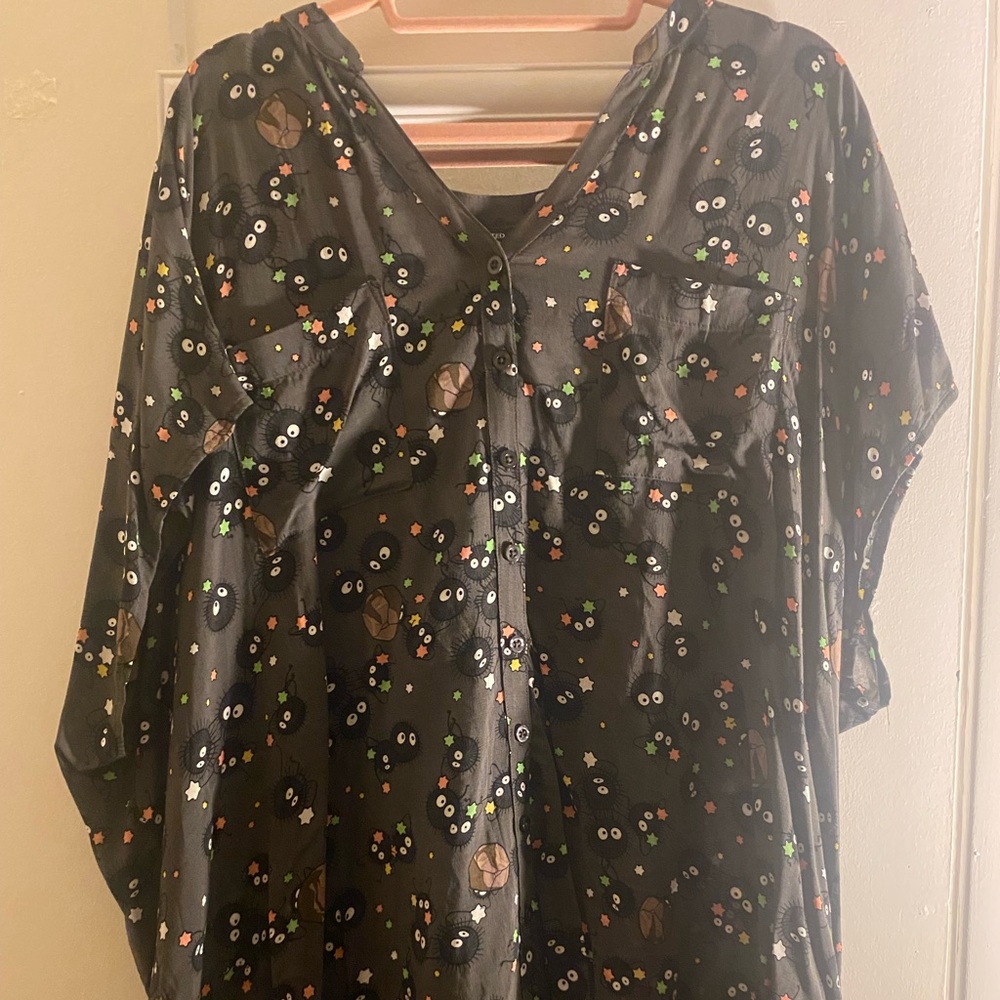 Studio Ghibli Spirited Away Soot Sprites Girls Woven Button-Up Plus Size